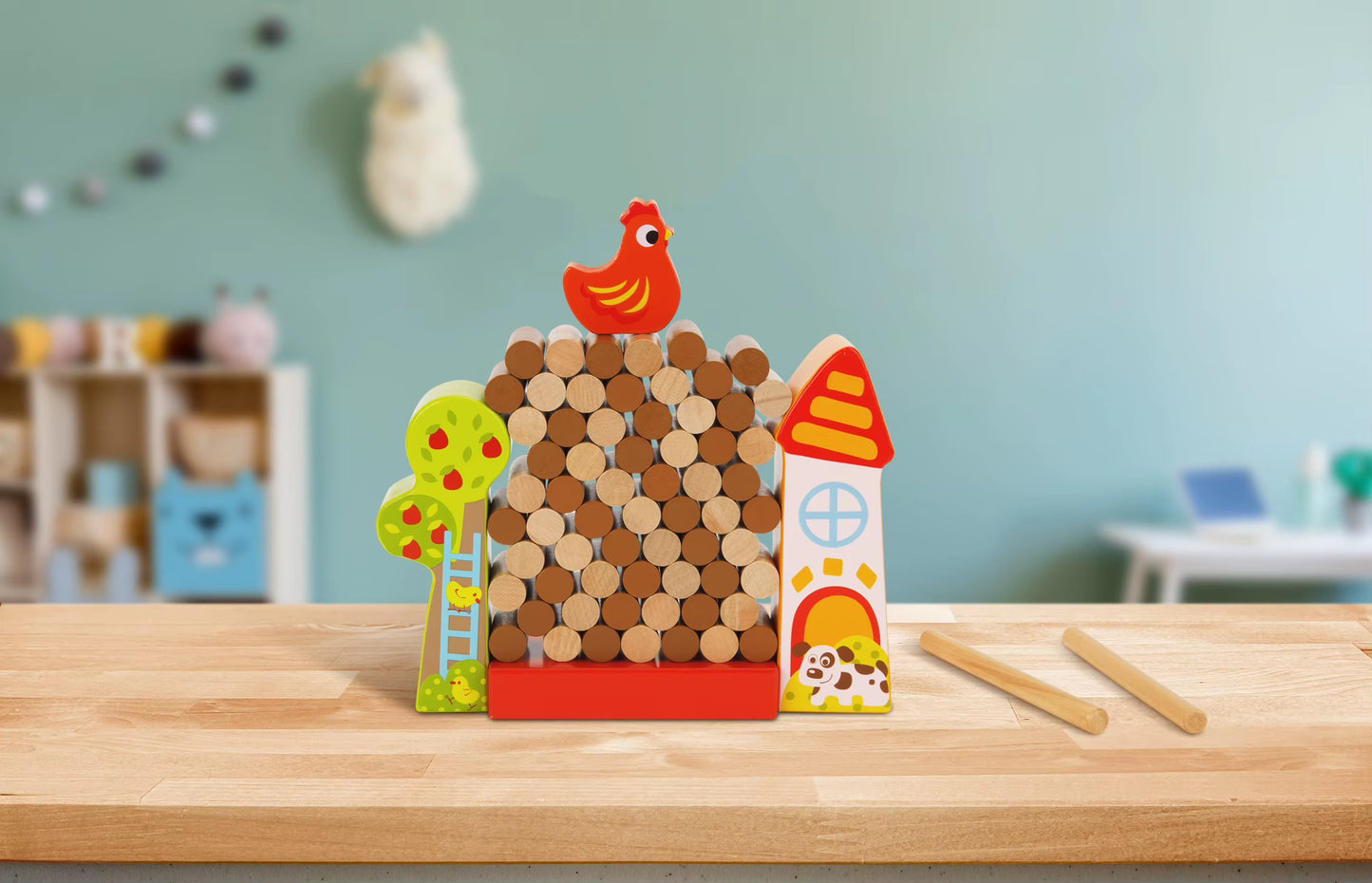 Hen & Wall Wooden Stacking Game