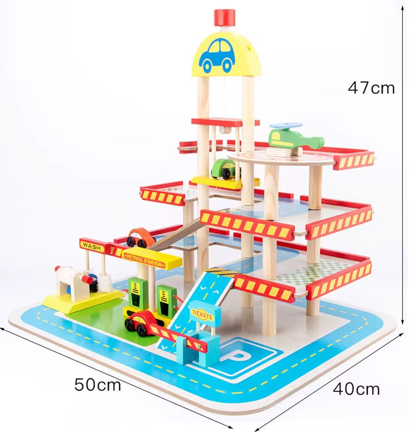 Wooden Car Garage Play Set