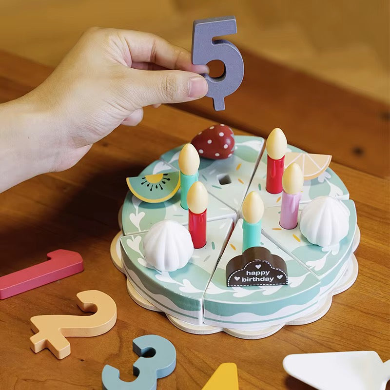 Wooden Birthday Cake Play Set — 24 Pieces