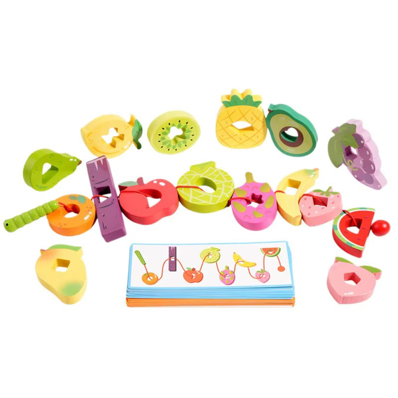 Wooden Fruit Threading & Lacing Game
