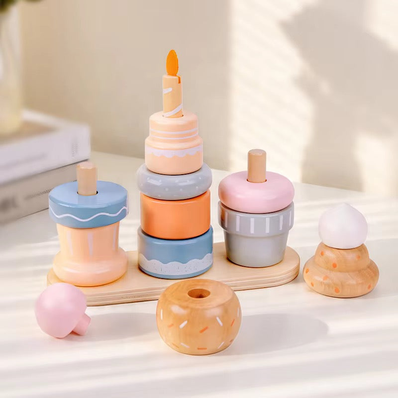 Wooden Sweet Cake Stacking Set