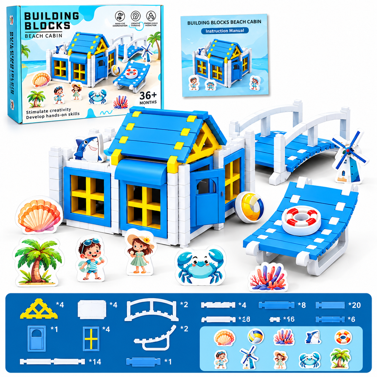 Beach Cabin Building Blocks Play Set