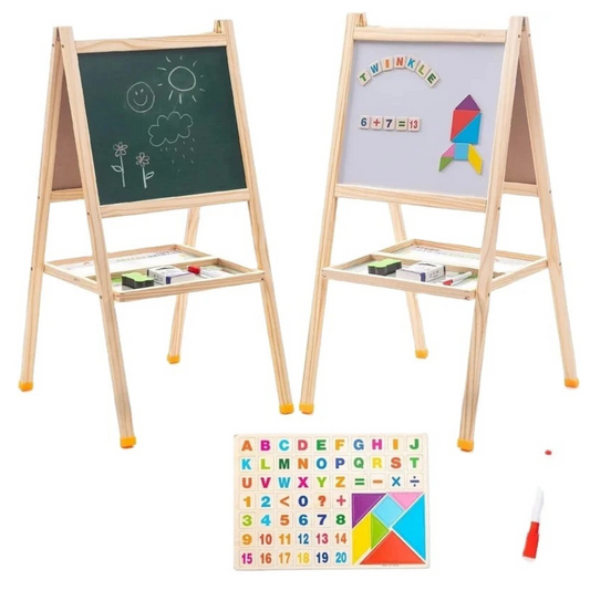 Magnetic double side drawing easel