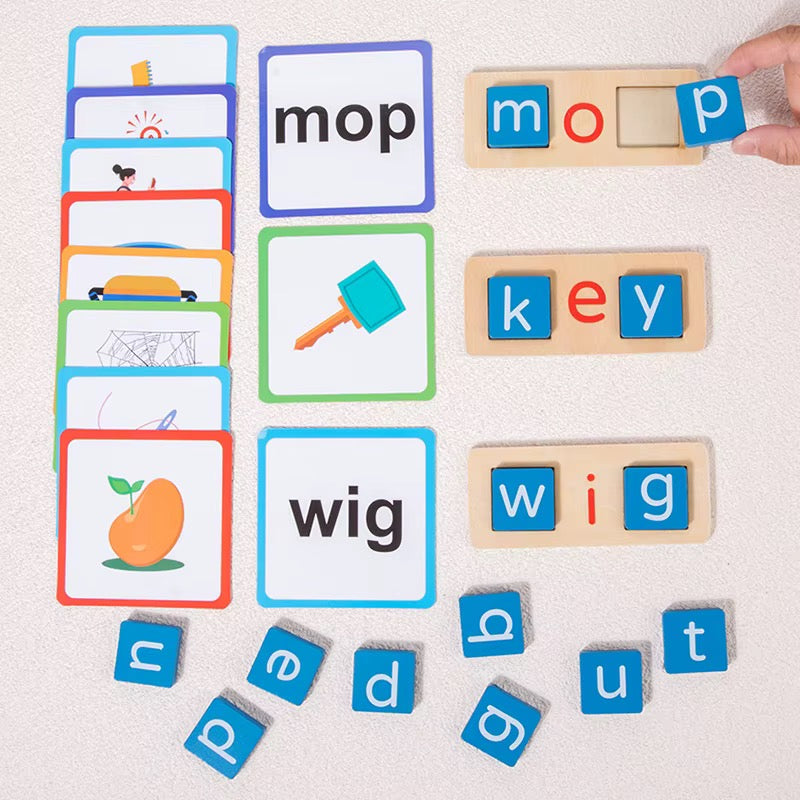 Wooden Phonics Reading & Word Building Blocks