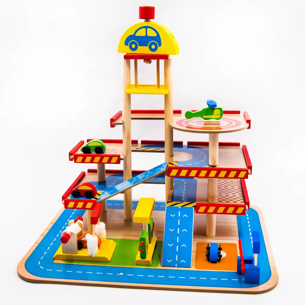 Wooden Car Garage Play Set