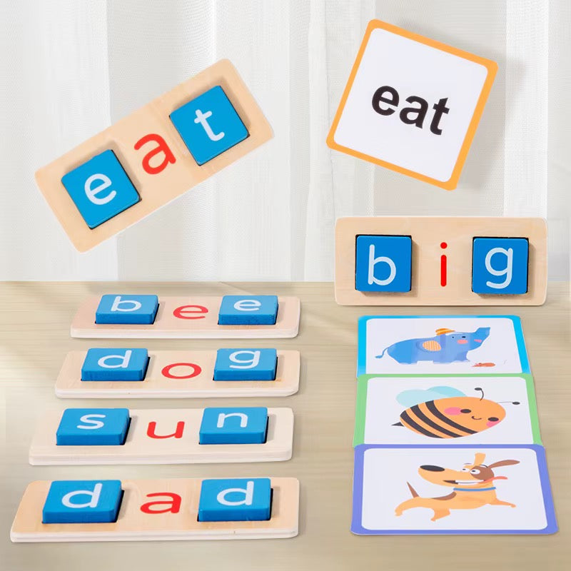 Wooden Phonics Reading & Word Building Blocks