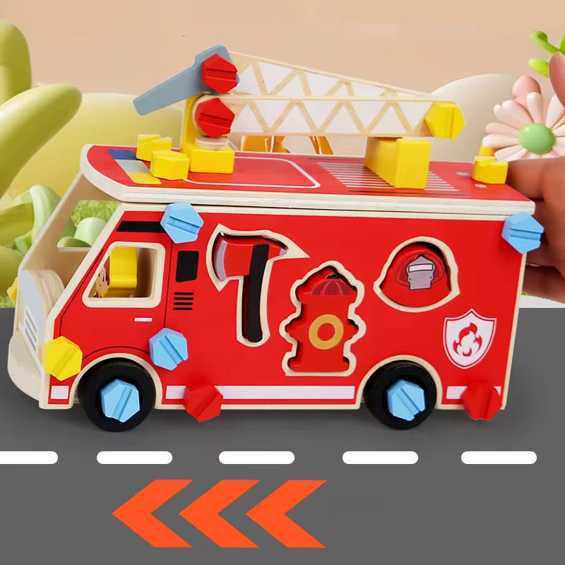 DIY Wooden Fire Truck Building Set