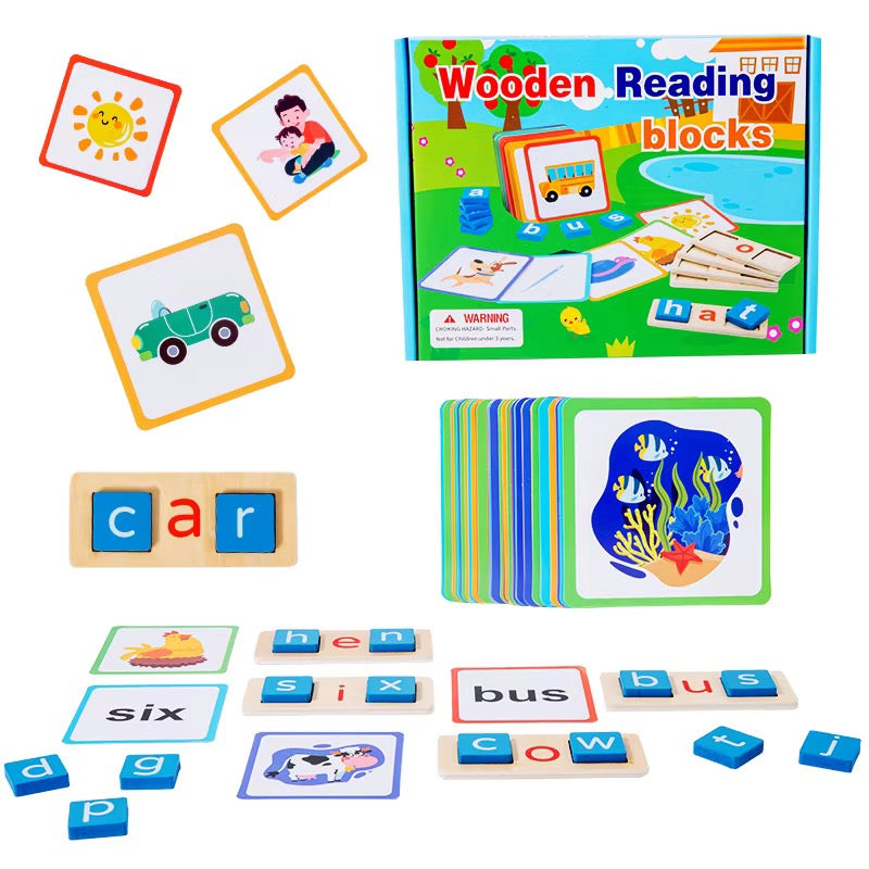 Wooden Phonics Reading & Word Building Blocks