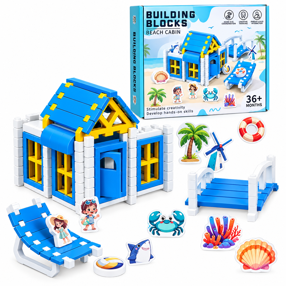 Beach Cabin Building Blocks Play Set