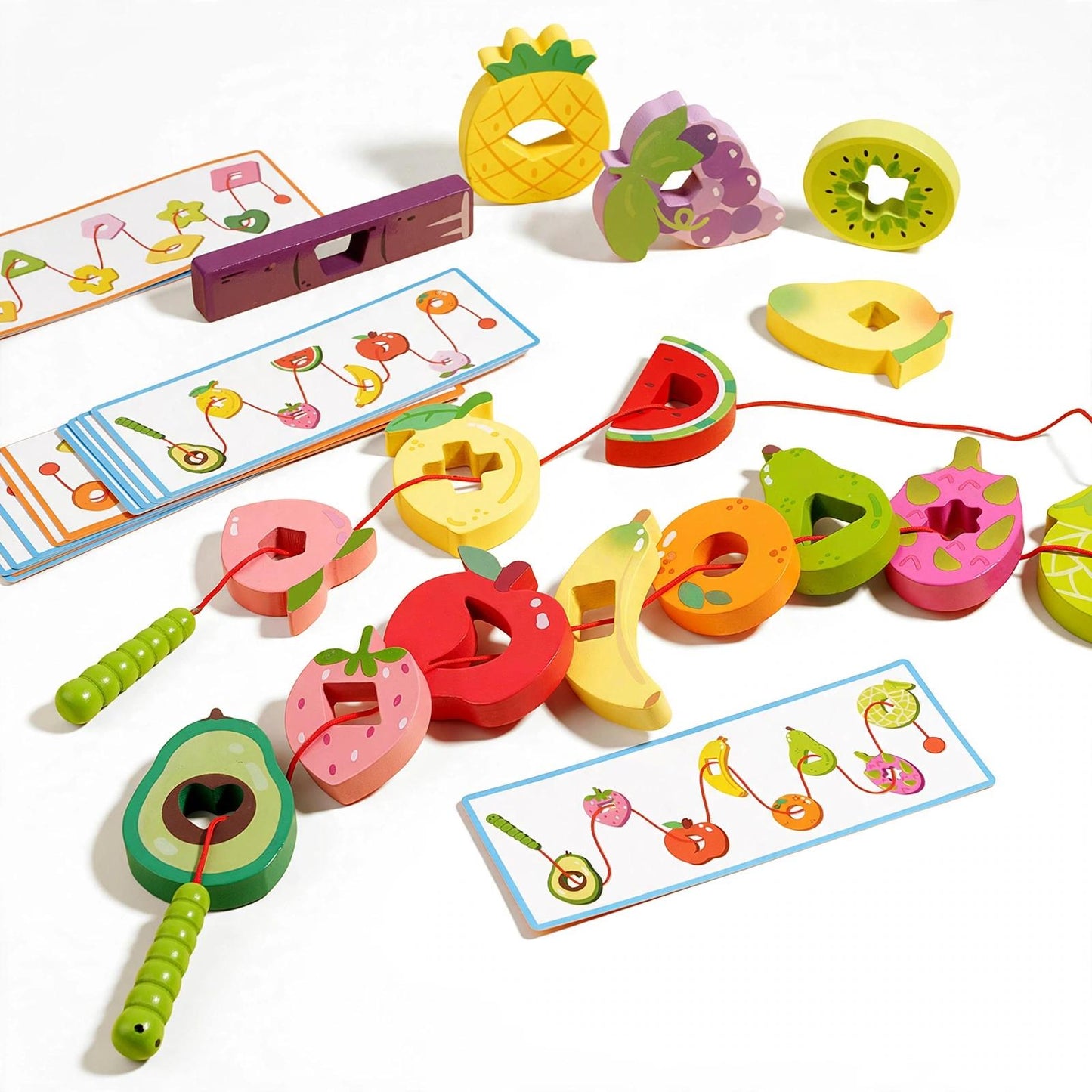 Wooden Fruit Threading & Lacing Game