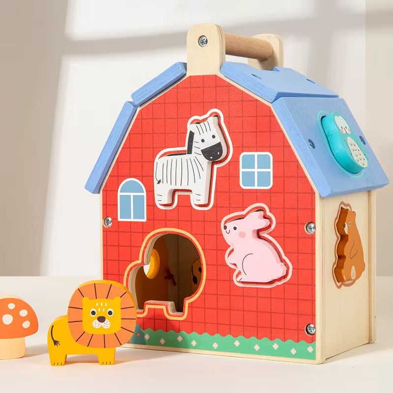 Wooden Animal Shape Sorting House