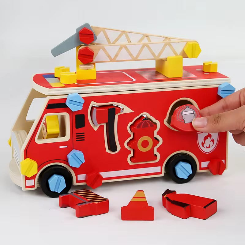 DIY Wooden Fire Truck Building Set