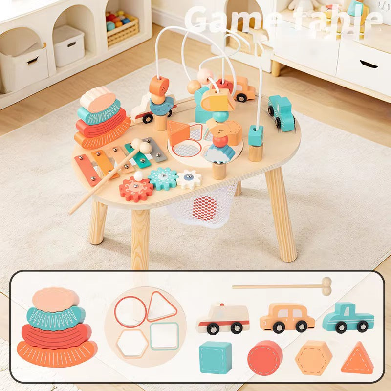 Wooden Baby Activity Table — 7-in-1 Play Centre