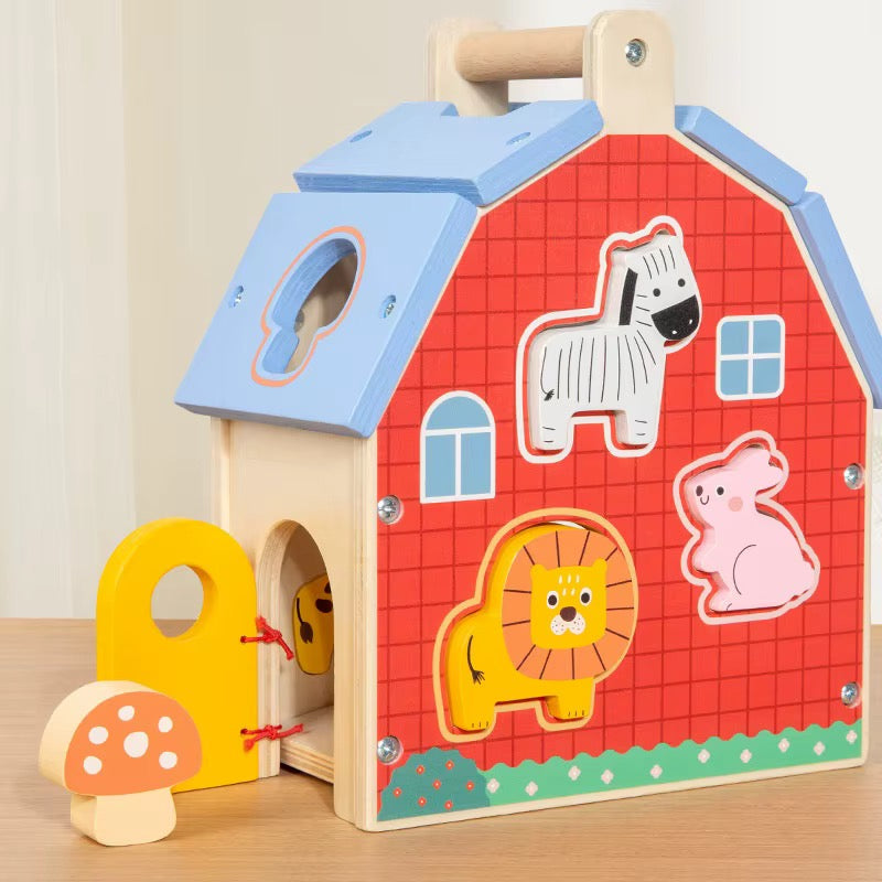 Wooden Animal Shape Sorting House