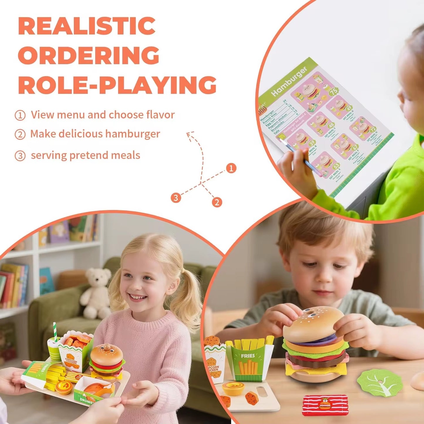 Wooden Fast Food Play Set
