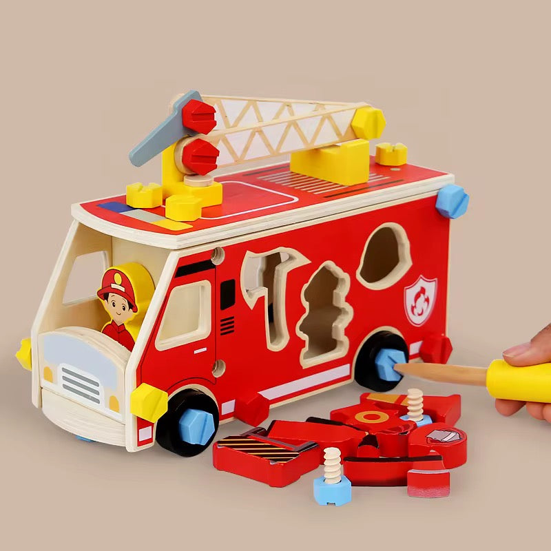 DIY Wooden Fire Truck Building Set