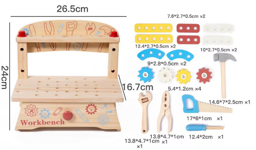 Wooden Kids Workbench Tool & Build Set