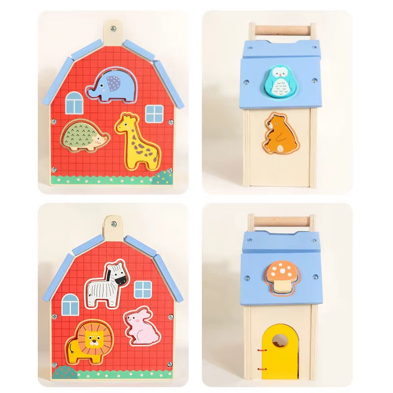 Wooden Animal Shape Sorting House
