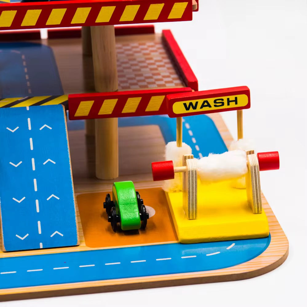 Wooden Car Garage Play Set