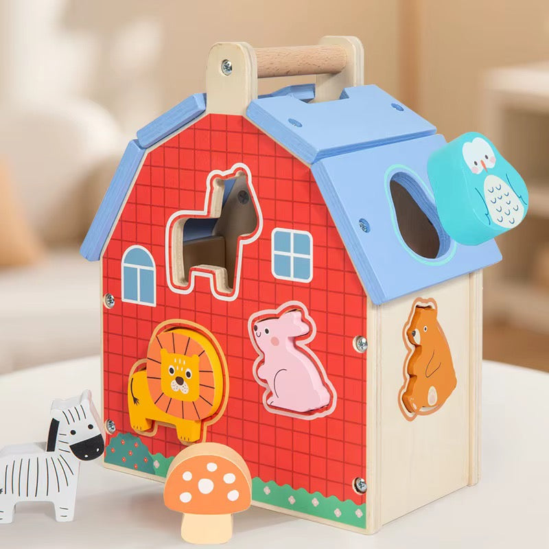 Wooden Animal Shape Sorting House