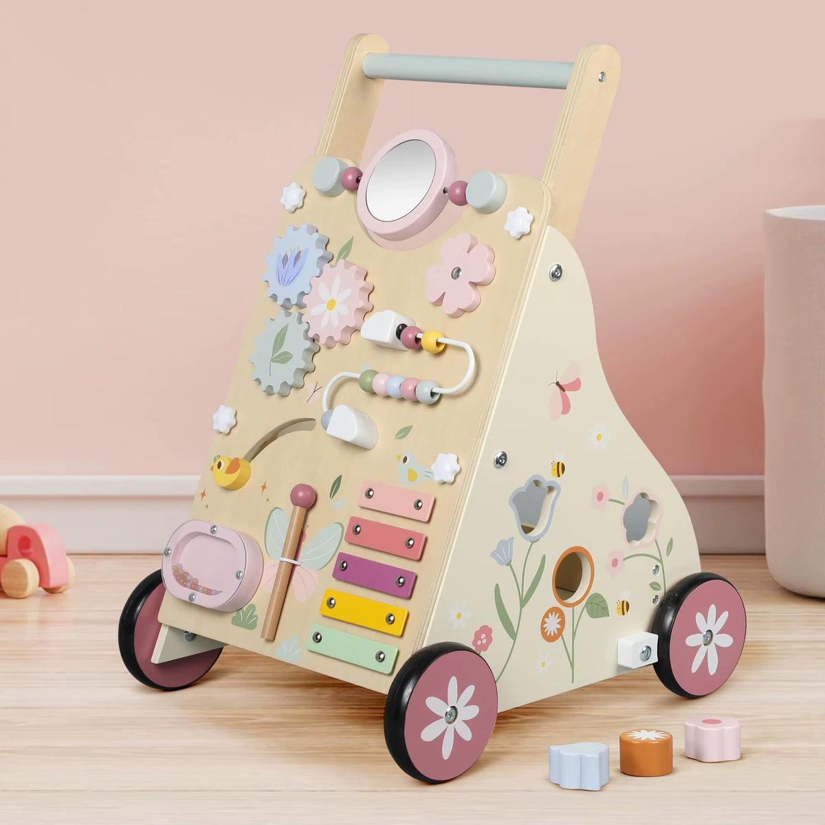 Wooden Baby Activity Walker — Montessori Learning Cart