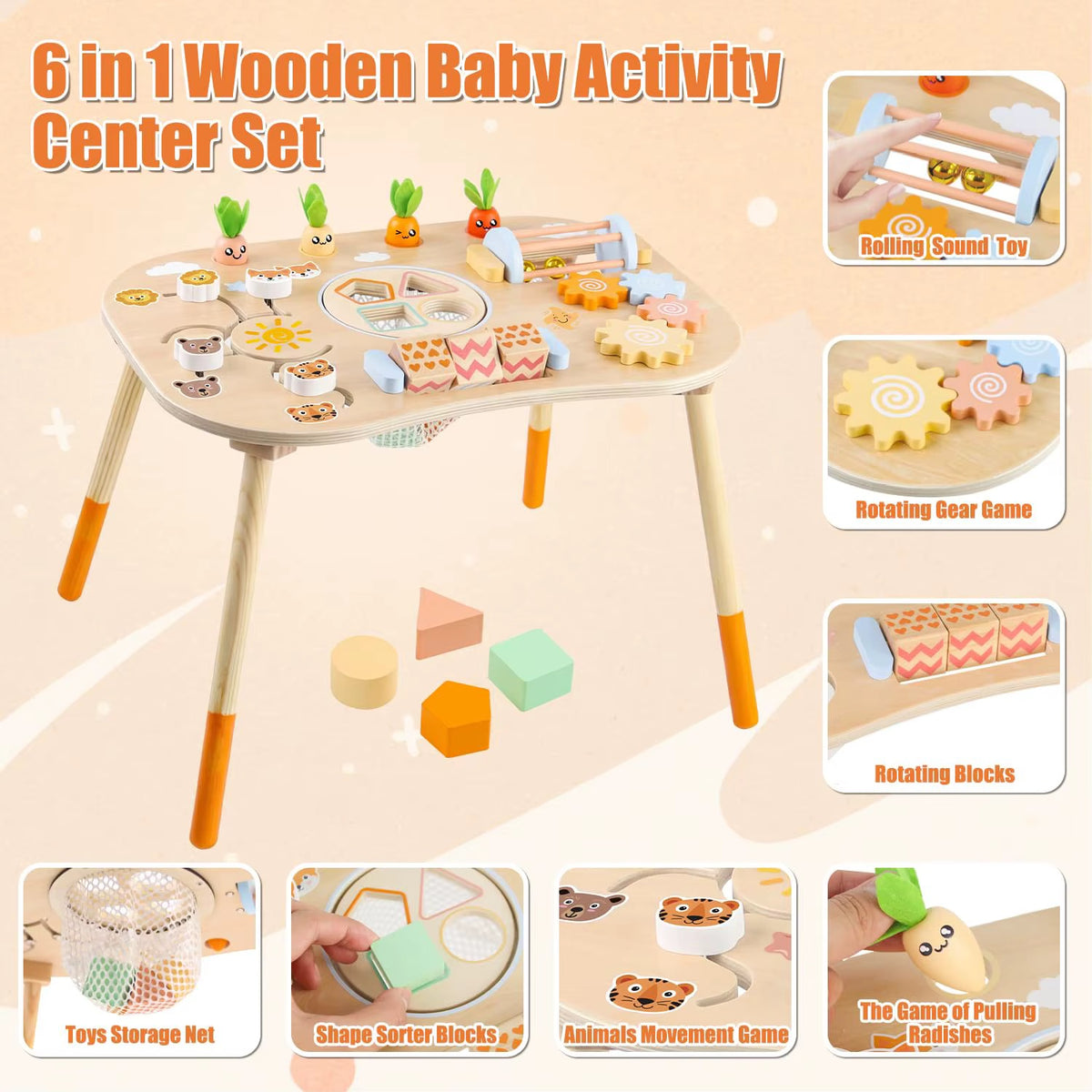 Wooden Baby Montessori Activity Table
