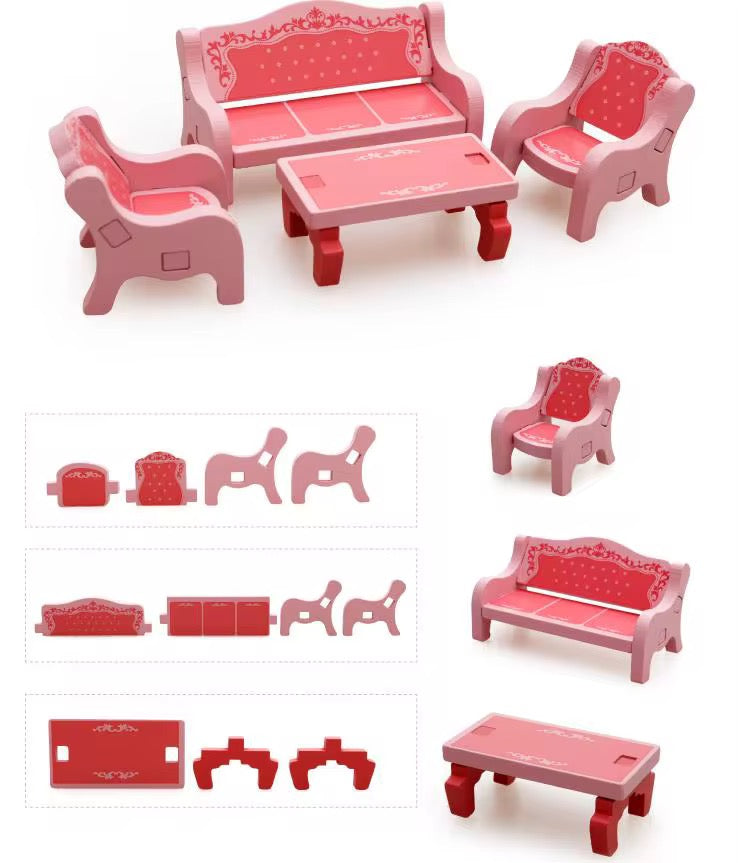 3D Dollhouse Living Room Building Set