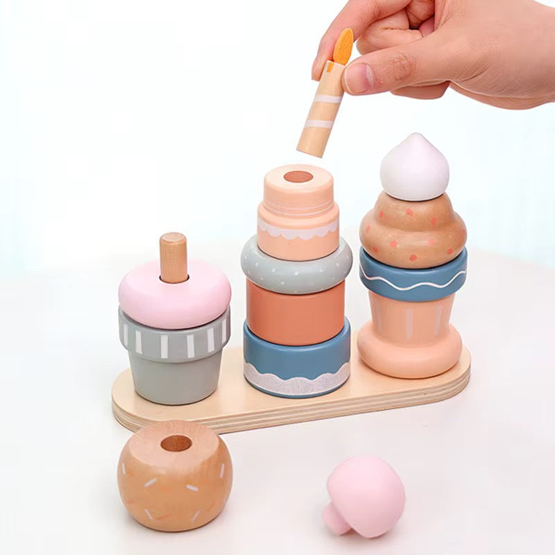 Wooden Sweet Cake Stacking Set