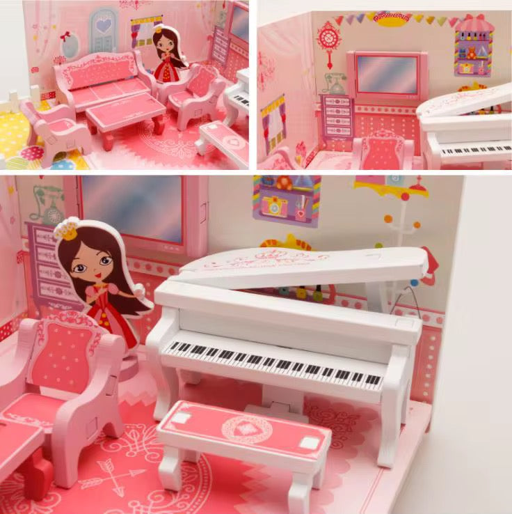 3D Dollhouse Living Room Building Set
