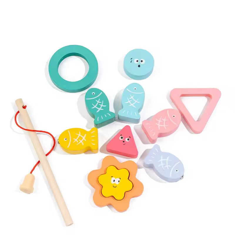3-in-1 Wooden Colour, Shape & Fishing Activity Set