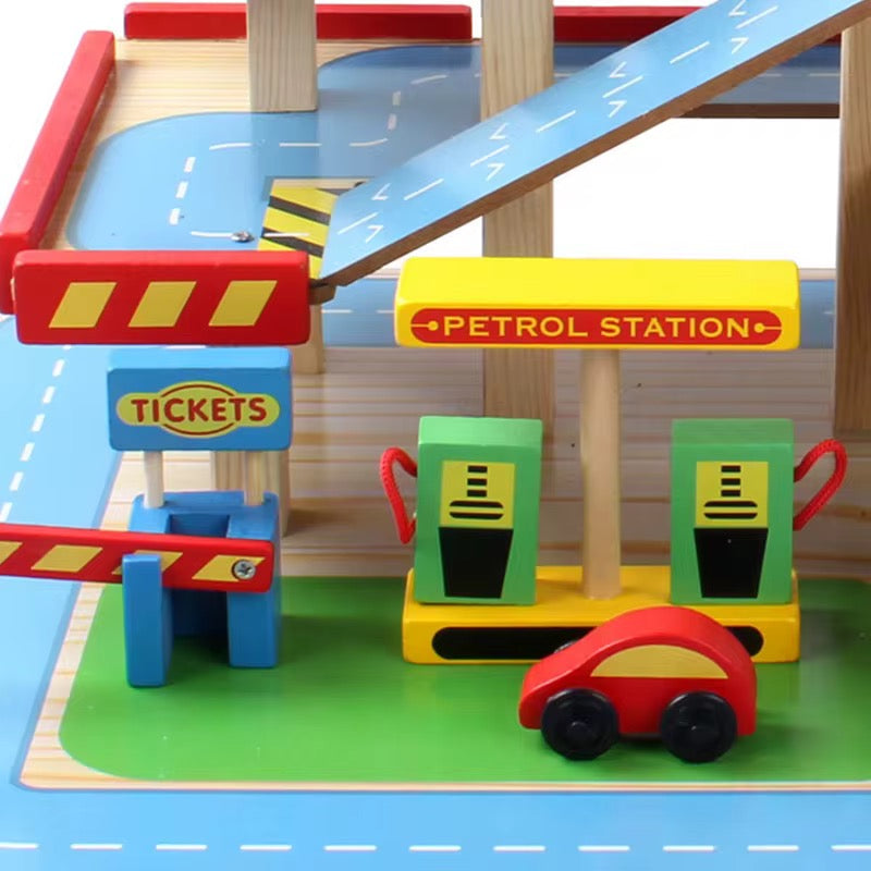 Wooden Car Garage Play Set