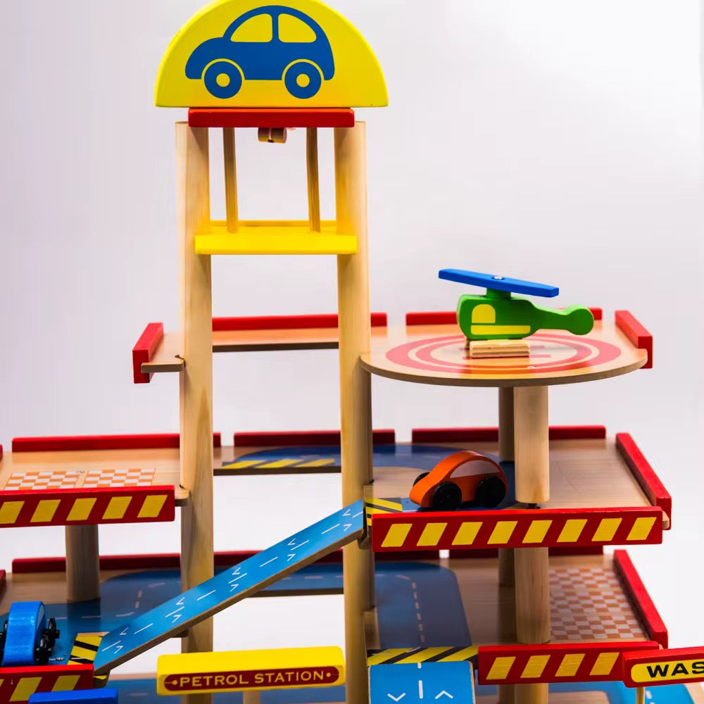 Wooden Car Garage Play Set