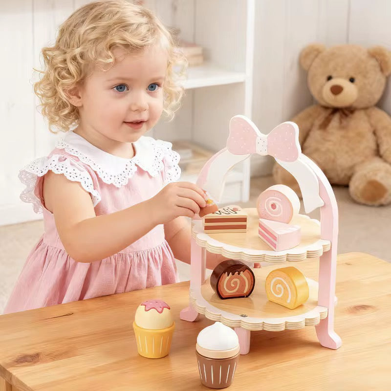 Wooden Dessert & Cake Stand Play Set