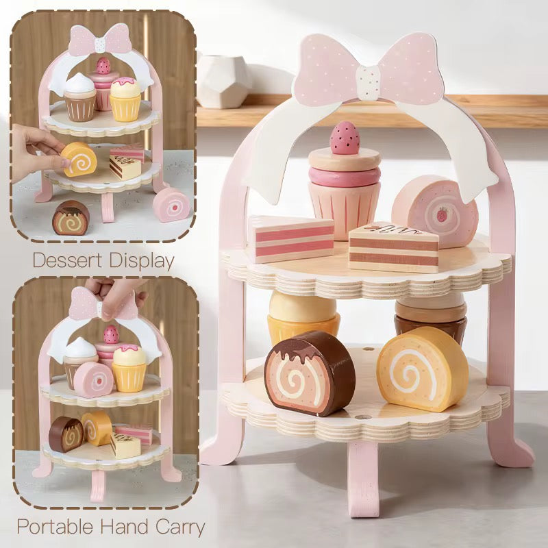 Wooden Dessert & Cake Stand Play Set