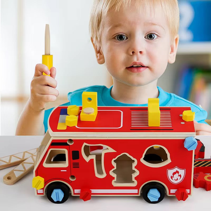 DIY Wooden Fire Truck Building Set