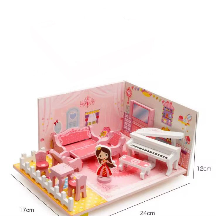 3D Dollhouse Living Room Building Set