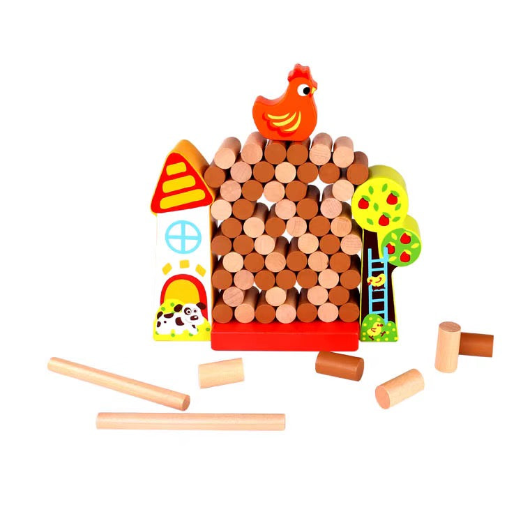 Hen & Wall Wooden Stacking Game