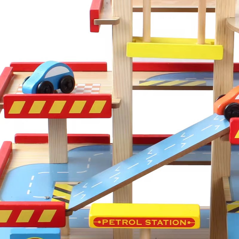 Wooden Car Garage Play Set