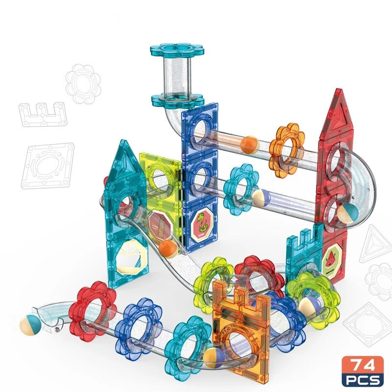 Magnetic Marble Run - 74 Pieces