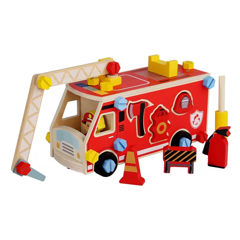 DIY Wooden Fire Truck Building Set
