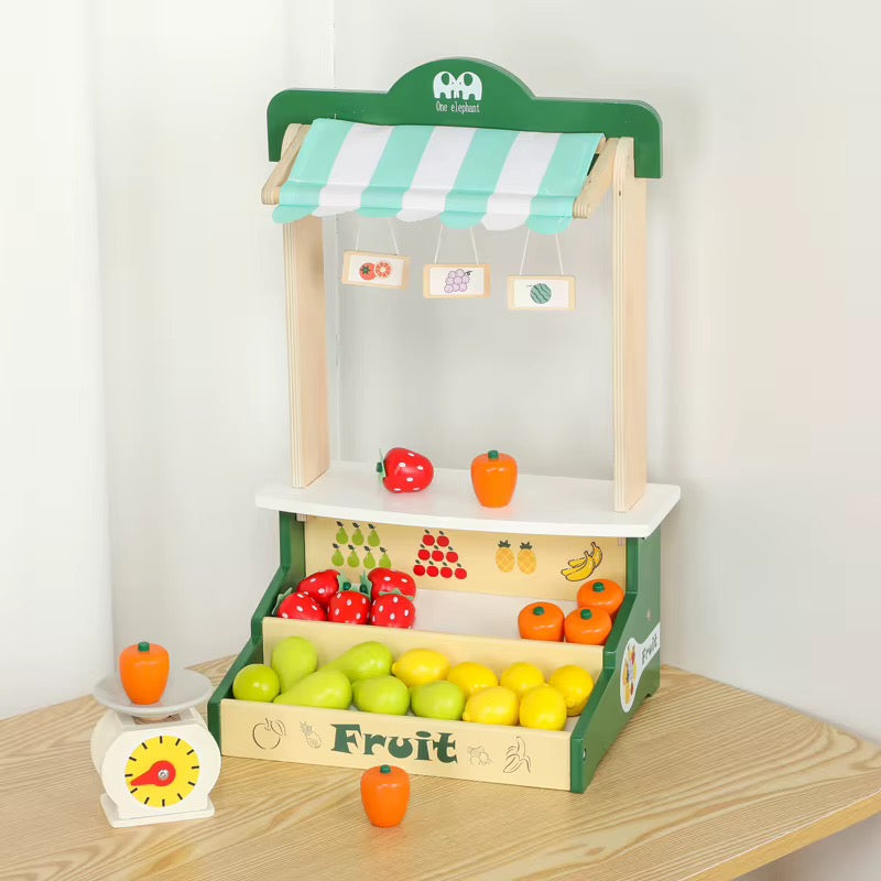 Wooden Fruit Market Stall Play Set
