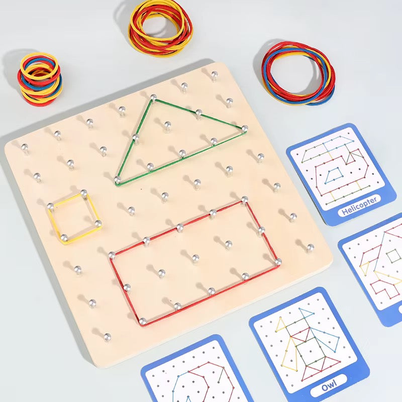 2-in-1 Wooden Nail Board & Pattern Puzzle Set