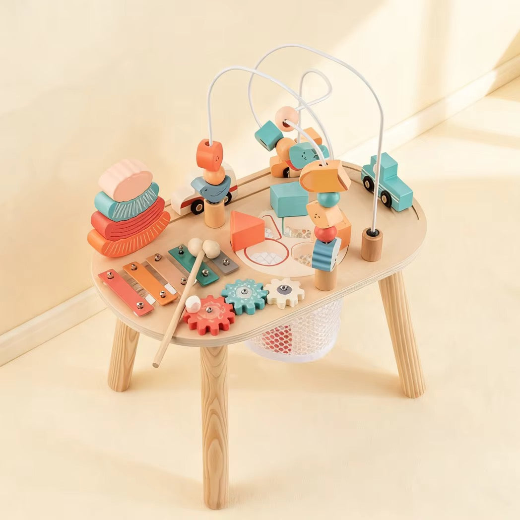 Wooden Baby Activity Table — 7-in-1 Play Centre