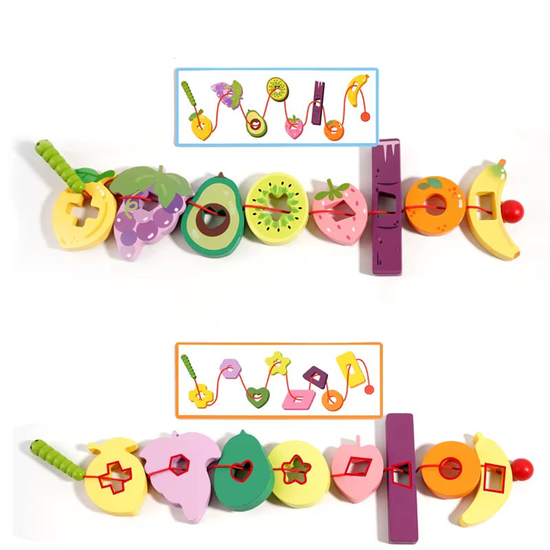 Wooden Fruit Threading & Lacing Game