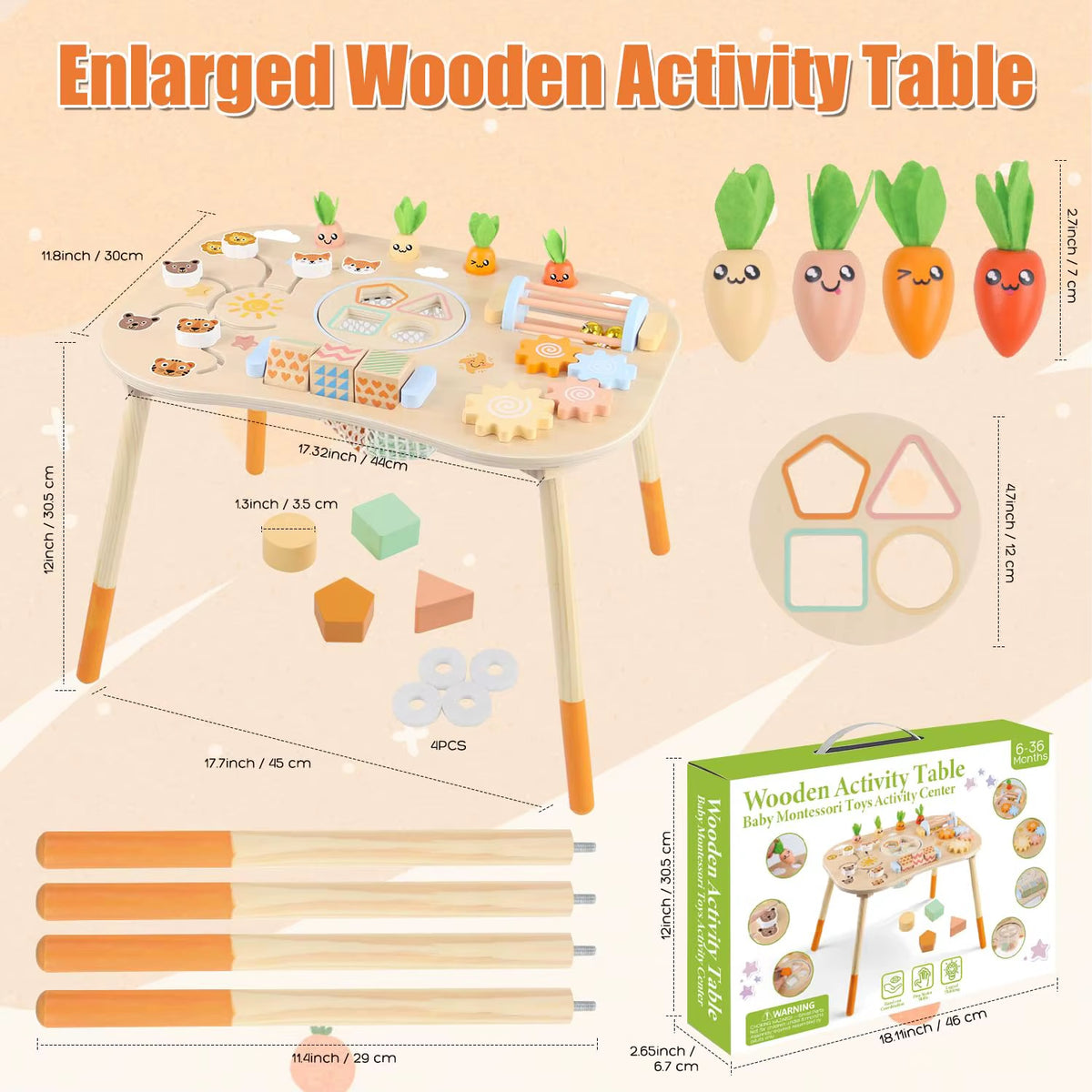 Wooden Baby Montessori Activity Table