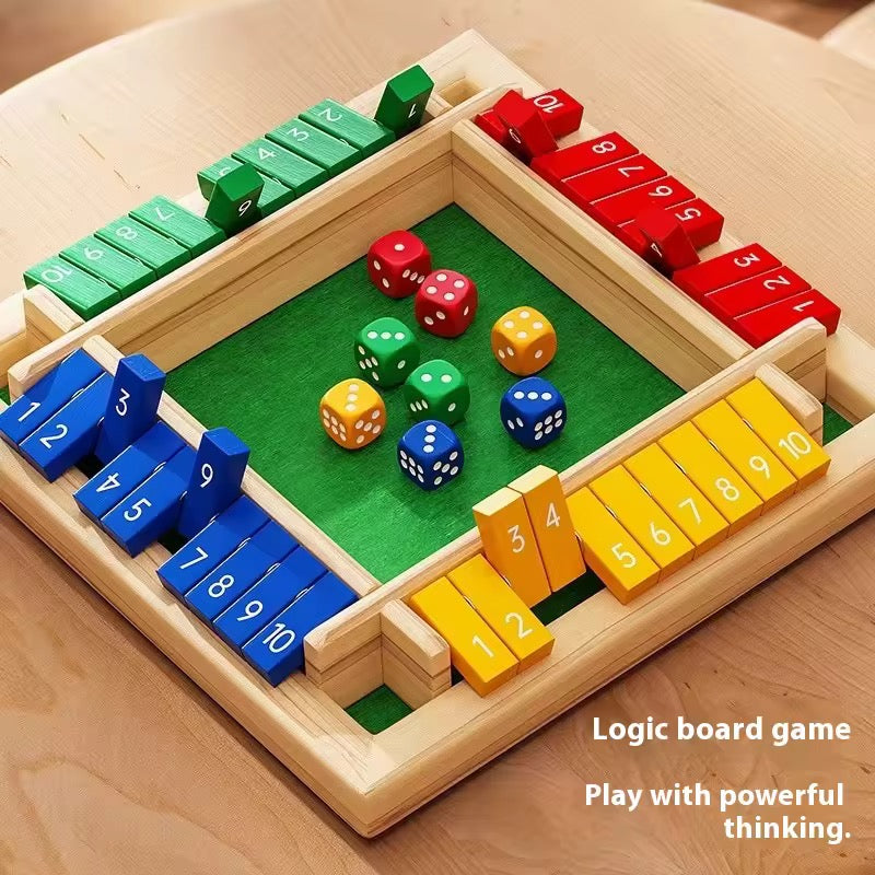Shut The Box — 4 Player Wooden Dice Game
