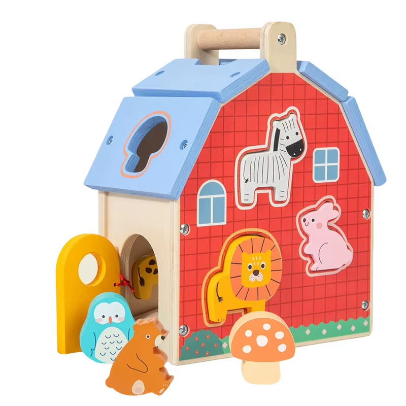 Wooden Animal Shape Sorting House