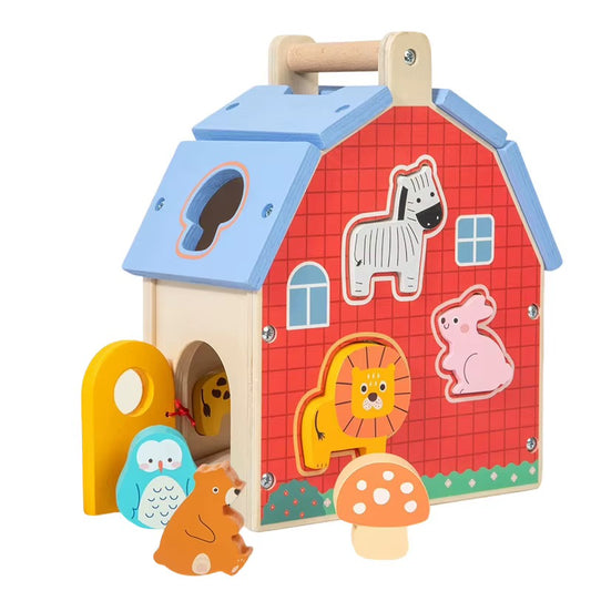 Wooden Animal Shape Sorting House