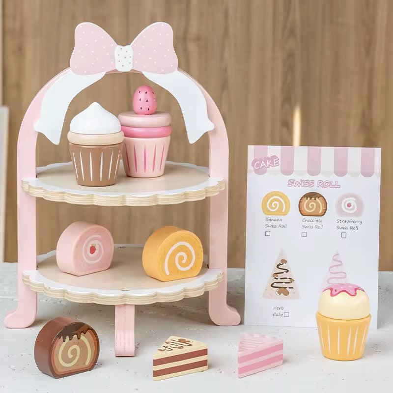 Wooden Dessert & Cake Stand Play Set