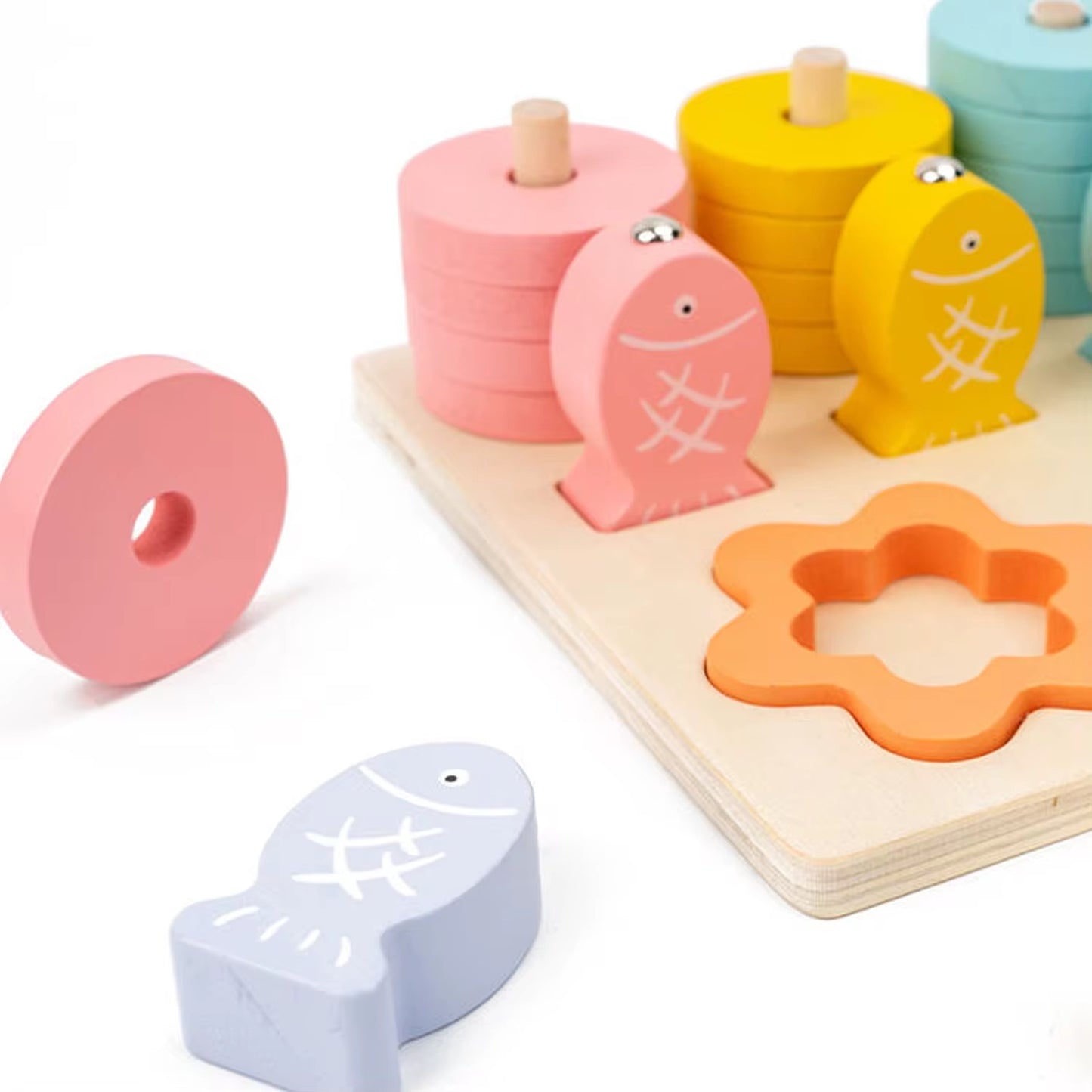 3-in-1 Wooden Colour, Shape & Fishing Activity Set